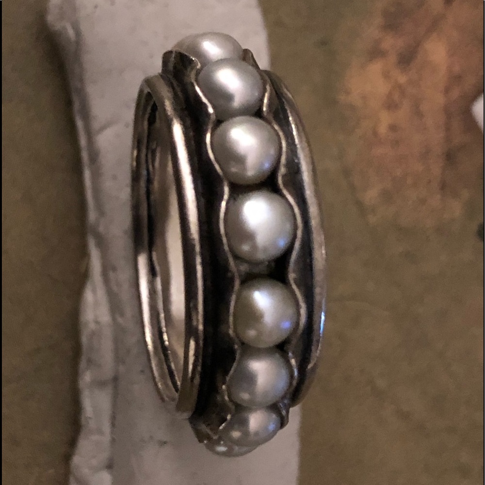 Silpada Sterling Silver Pearl Band Ring - Picture 3 of 7